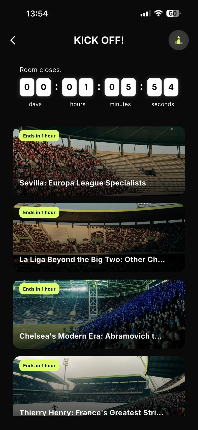 FANATIK app — quiz arena room